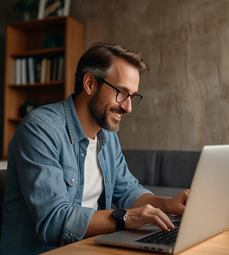 Vertriebsperson erfasst eine neue Opportunity am Notebook.