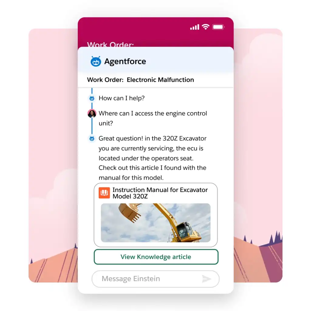 Salesforce Field Service: Agentforce-Chat mit Wissensartikel vor Ort