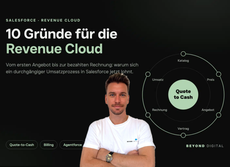Angebote in Excel, Verträge im Ordner, Rechnungen im ERP? Die Salesforce Revenue Cloud verbindet Produktkatalog, Preise, Angebot, Vertrag und Abrechnung in einem Prozess. Zehn Gründe, warum sich der Blick jetzt lohnt, und was das Ende von Salesforce CPQ für Bestandskunden bedeutet.